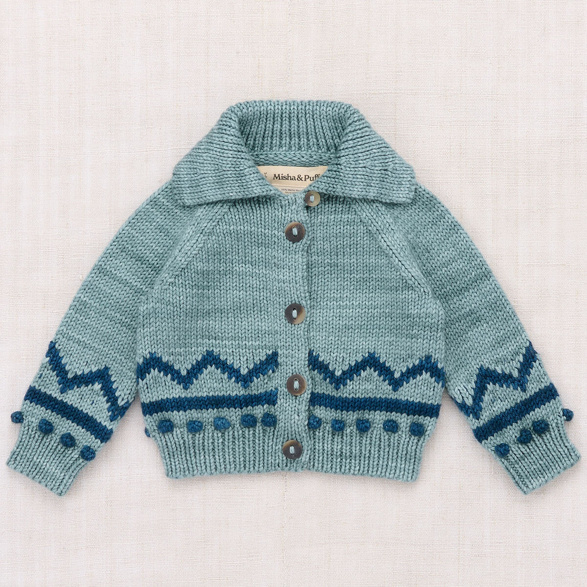 Baby Zig Zag Cardigan in Slate by Misha & Puff