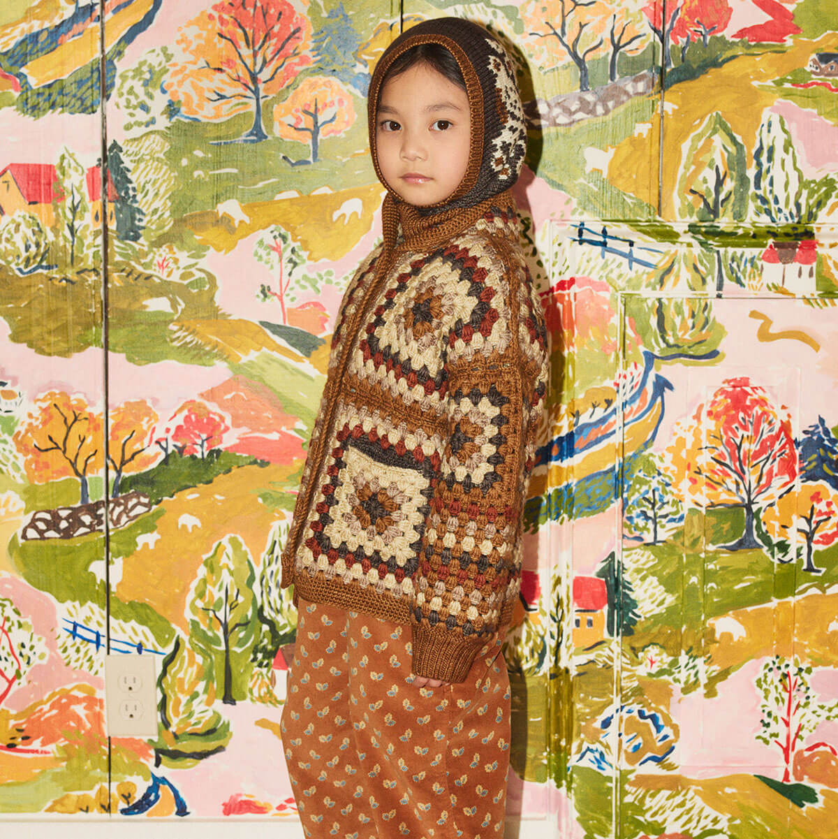 Crochet Big Square Jacket in Acorn by Misha & Puff