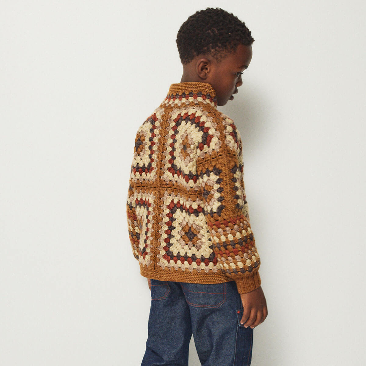 Crochet Big Square Jacket in Acorn by Misha & Puff