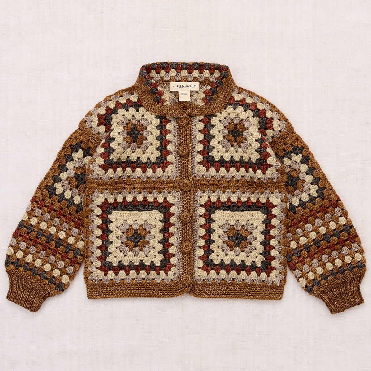 Crochet Big Square Jacket in Acorn by Misha & Puff