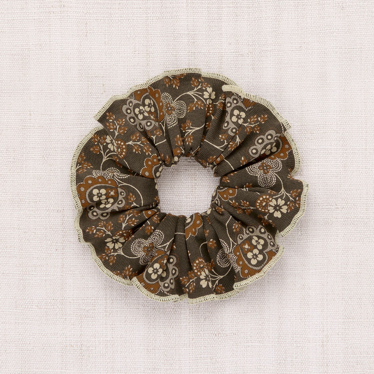 Hair Scrunchie in Bark Calico Hearts by Misha & Puff