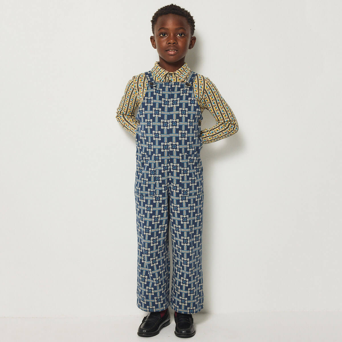 Overall in Moonlight Railroad Floral by Misha & Puff