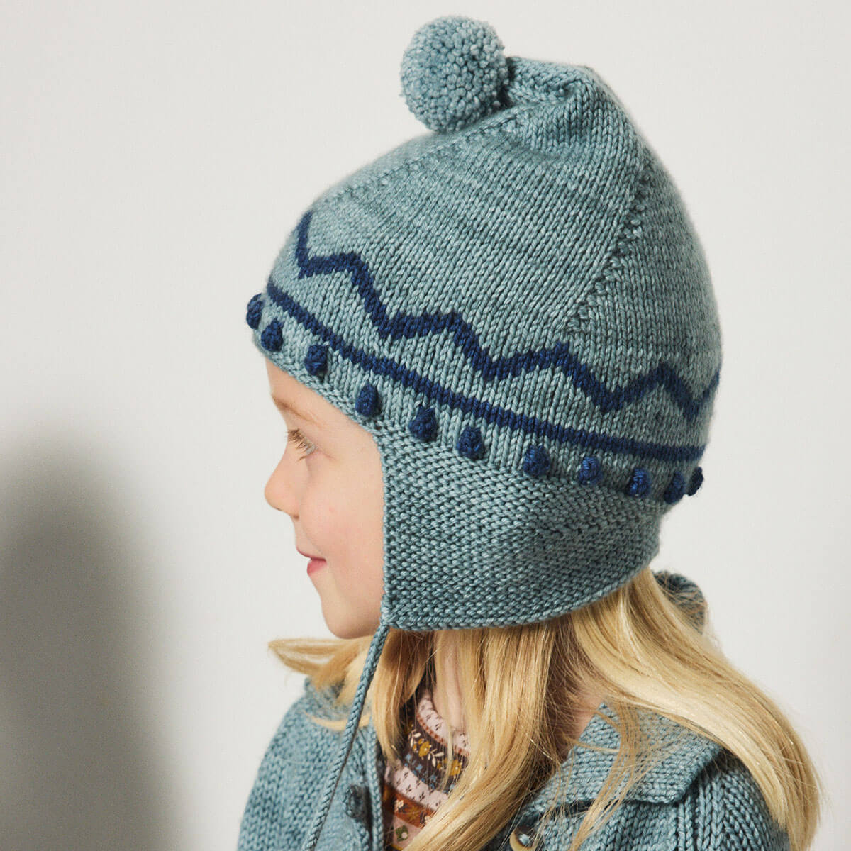 Zig Zag Pointy Peak Hat in Slate by Misha & Puff