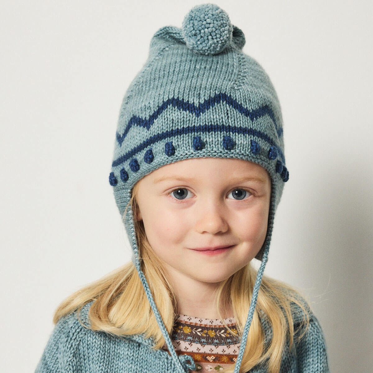 Zig Zag Pointy Peak Hat in Slate by Misha & Puff