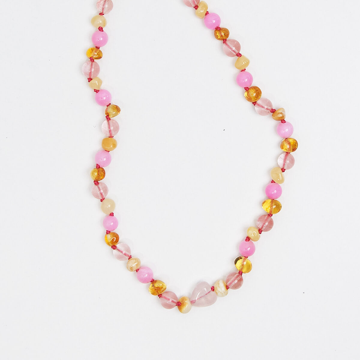 Bondi Kids Necklace in Cherry Quartz And Amber by Nirrimis