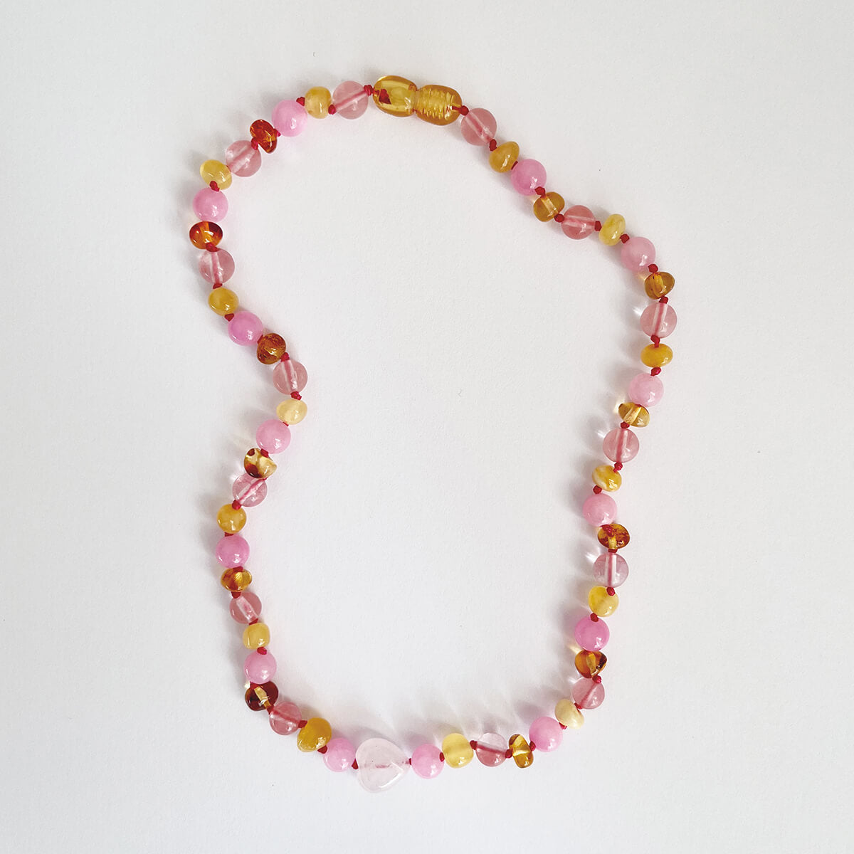 Bondi Kids Necklace in Cherry Quartz And Amber by Nirrimis