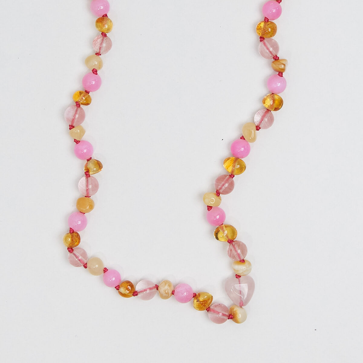 Bondi Kids Necklace in Cherry Quartz And Amber by Nirrimis