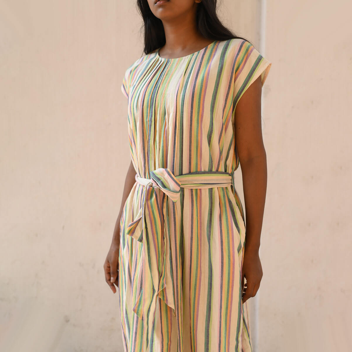 Basil Dress in Multicolour Stripe by Ode The Label