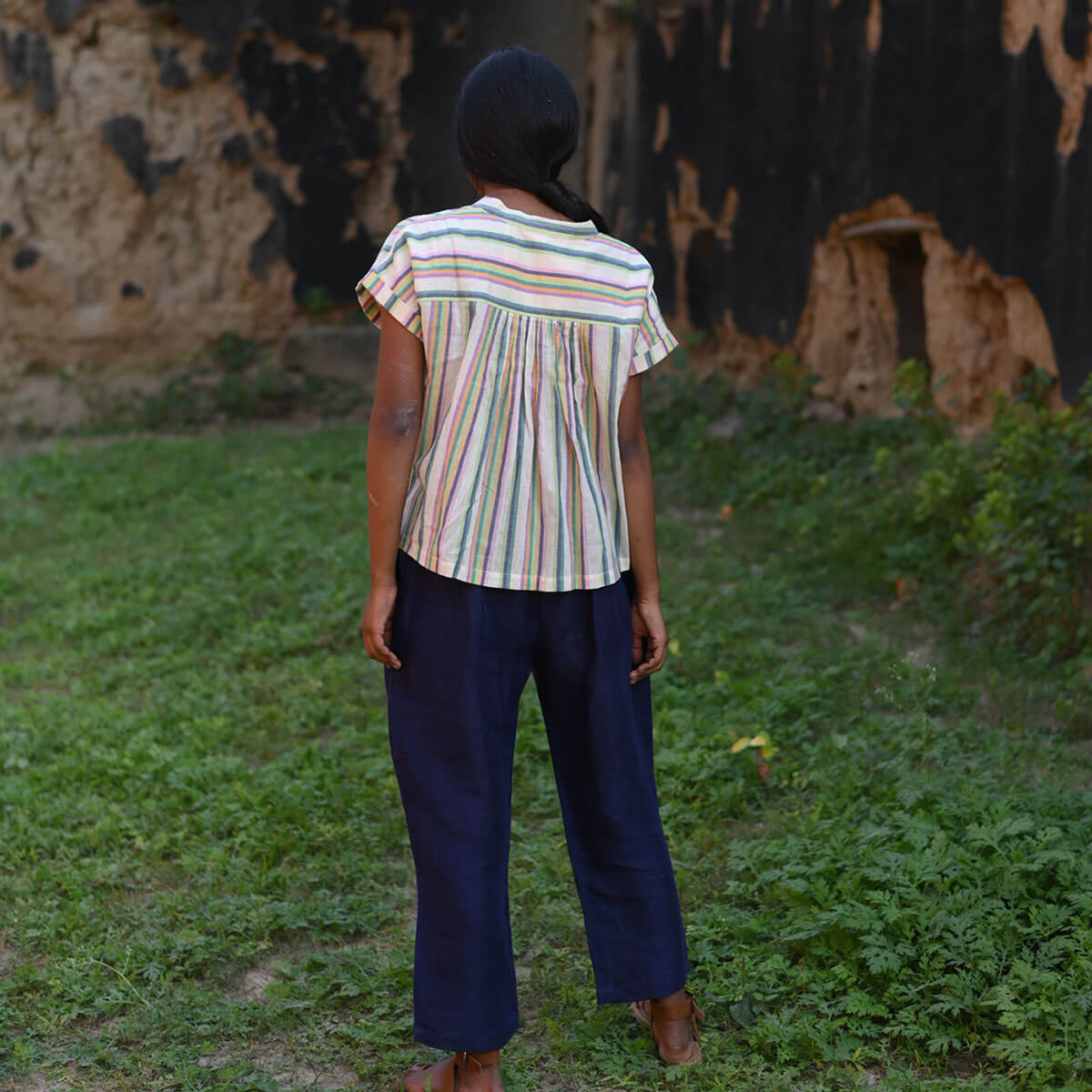 Beatle Top in Multicolour Stripe by Ode The Label