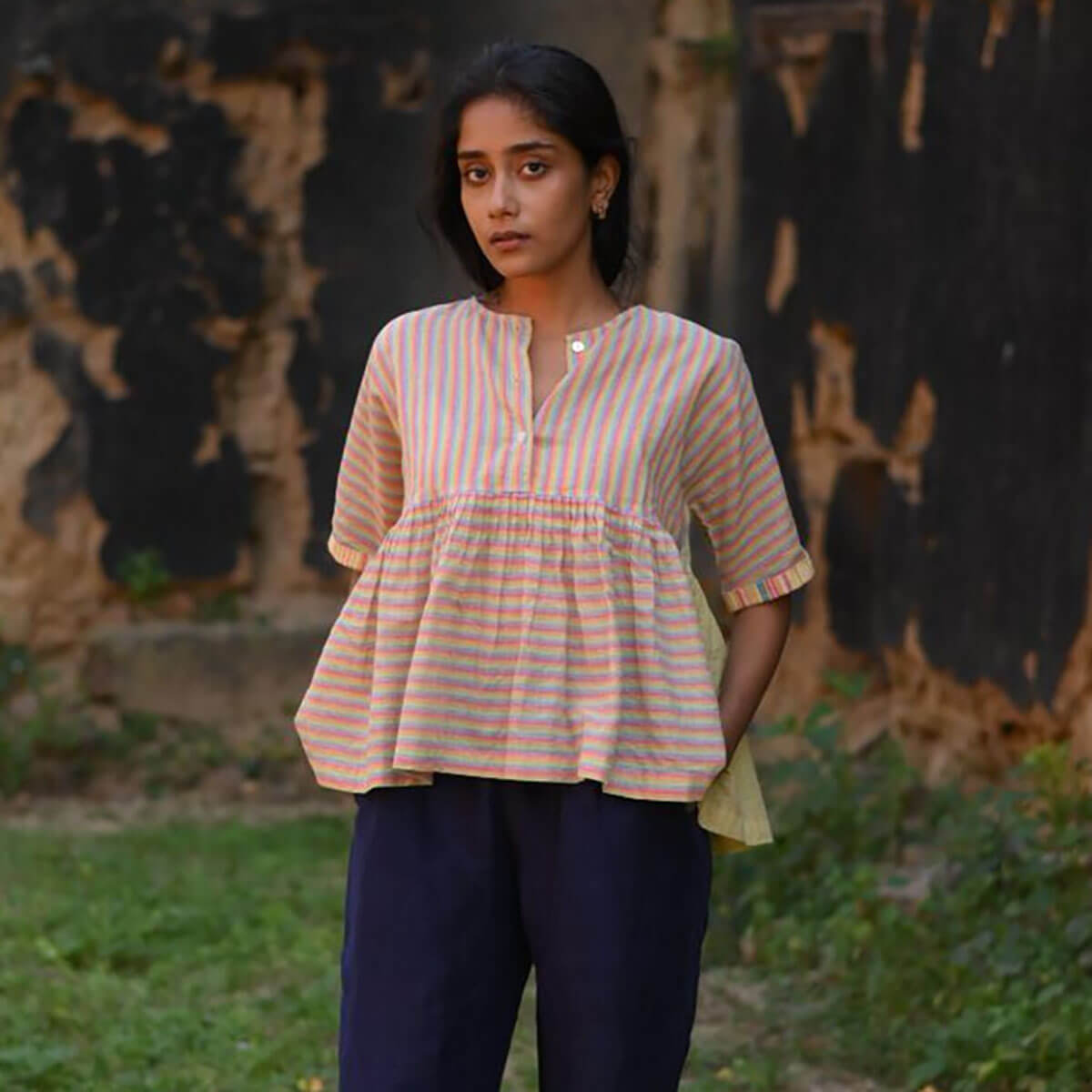 Brilliant Top in Multicolour Stripe by Ode The Label