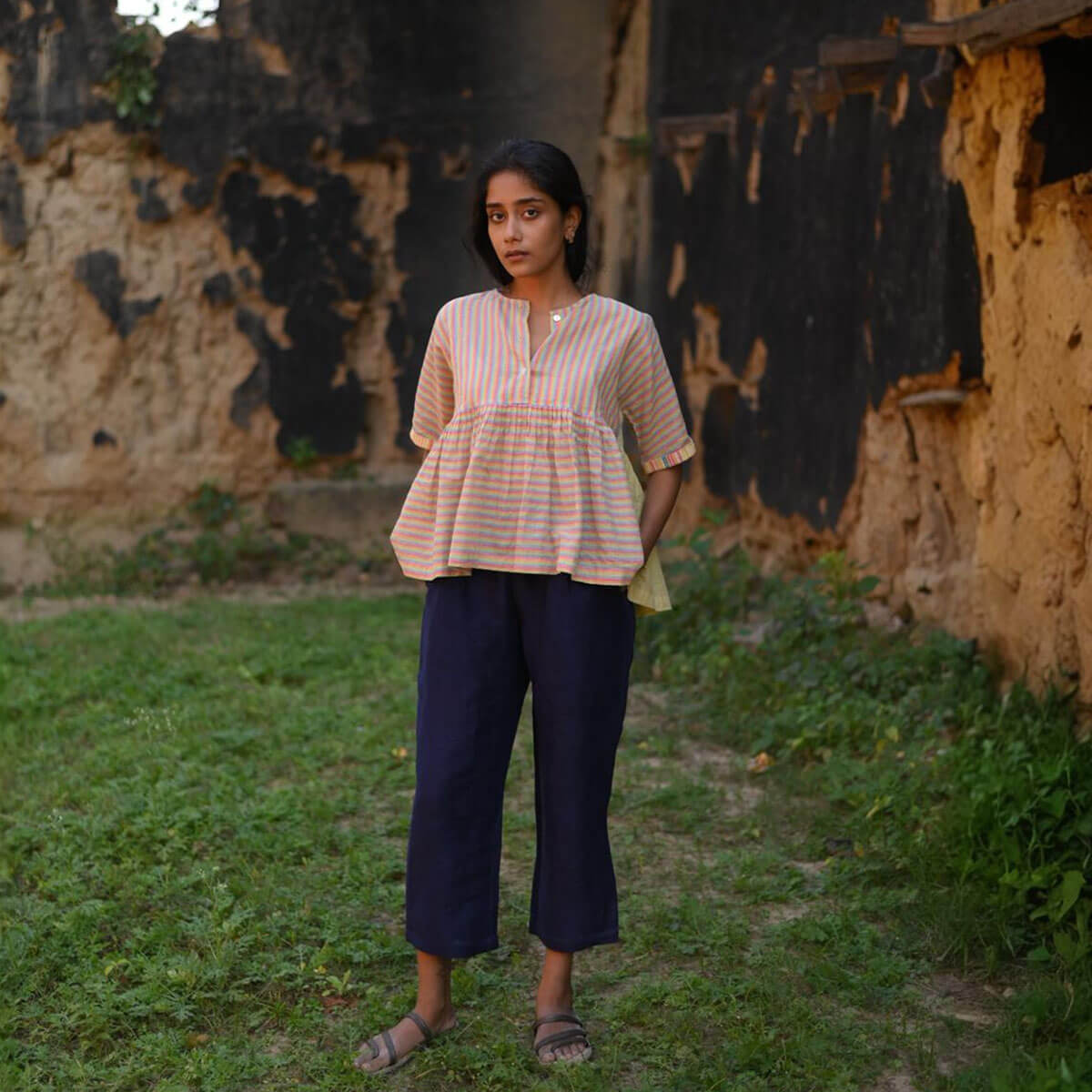 Brilliant Top in Multicolour Stripe by Ode The Label
