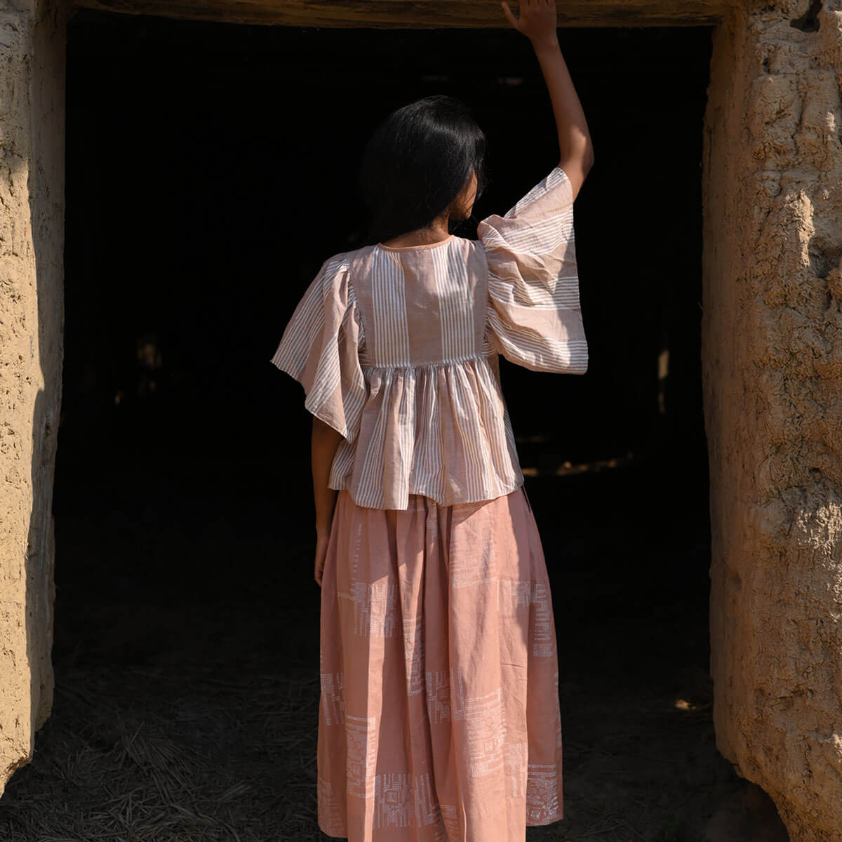 Bulle Top in Beige / Pink by Ode The Label
