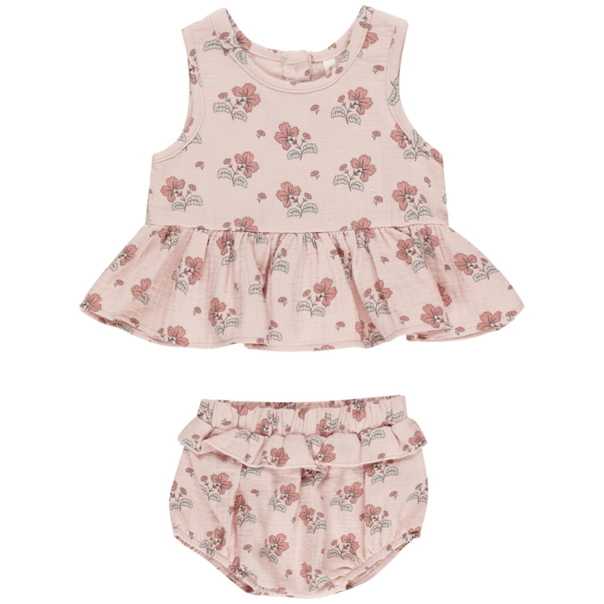 Sleeveless Peplum Set in Vintage Floral by Quincy Mae