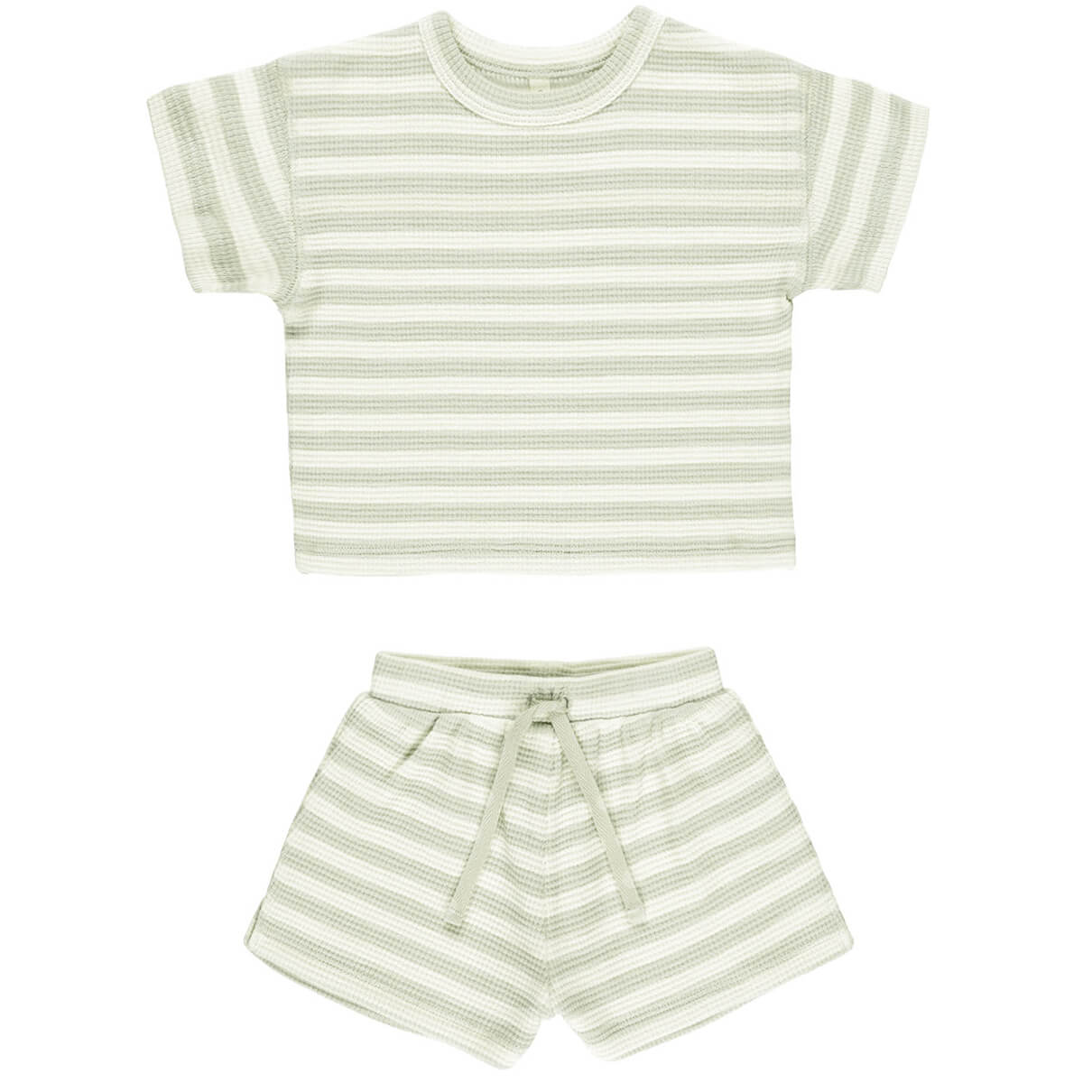 Quincy Mae Waffle Snap Romper - Butterscotch Stripe main image 0