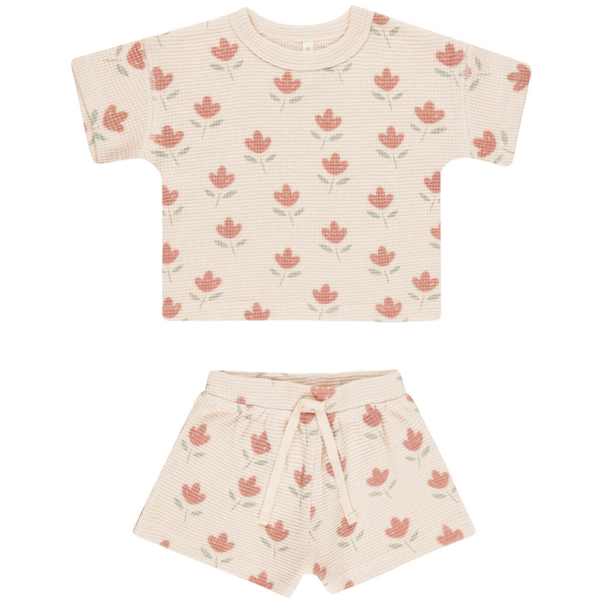 Quincy Mae Waffle Top Pant Set - Butterscotch Stripe main image 1