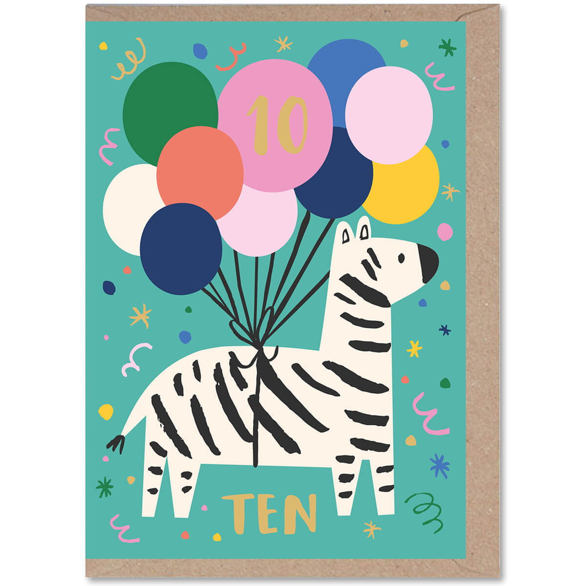 10 Zebra Age Greetings Card by Rumble Cards