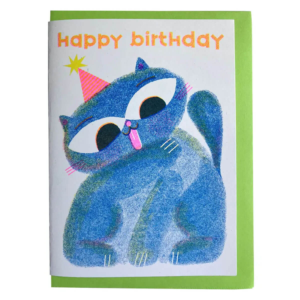 Birthday Cat Greetings Card by Rebecca Buchanan