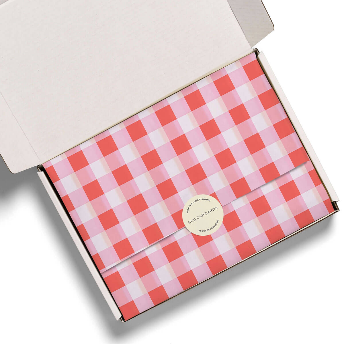 Red and Pink Gingham Tissue Paper by Red Cap Cards