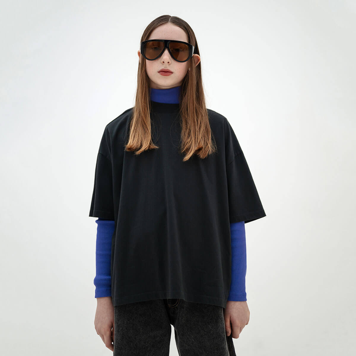 Boxy Tee in Moonless Night Black by Repose AMS