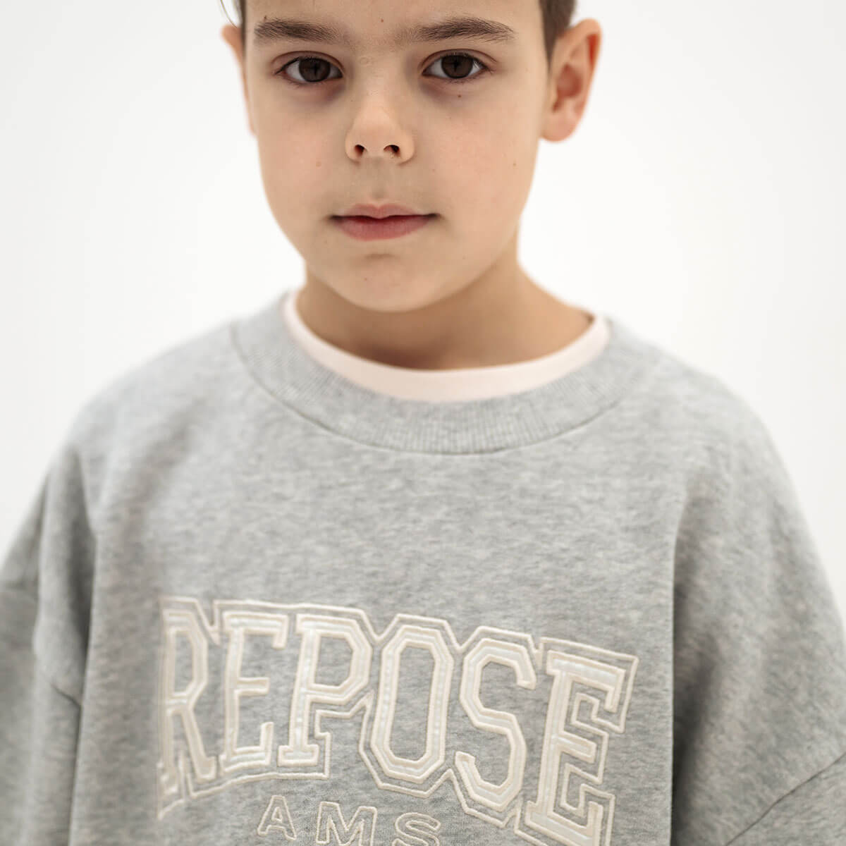 Cozydrop Sweater in Light Mixed Grey by Repose AMS