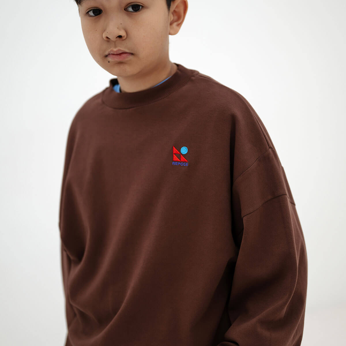 Crewneck Sweater in Pure Chocolate by Repose AMS