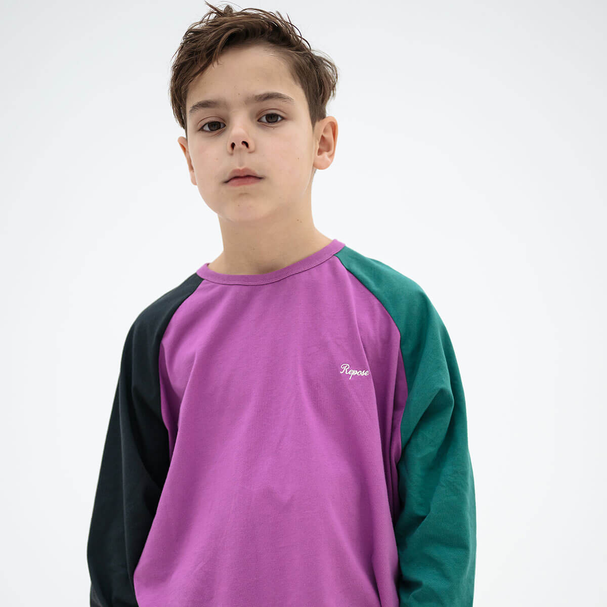 Raglan Long Sleeve Tee in Colour Block by Repose AMS