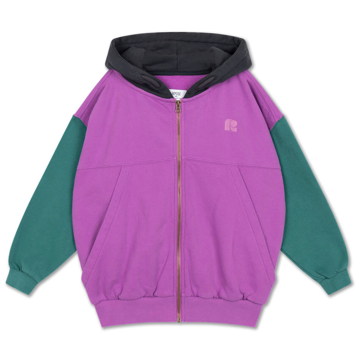 Zip Up Hoodie in Colour Block by Repose AMS