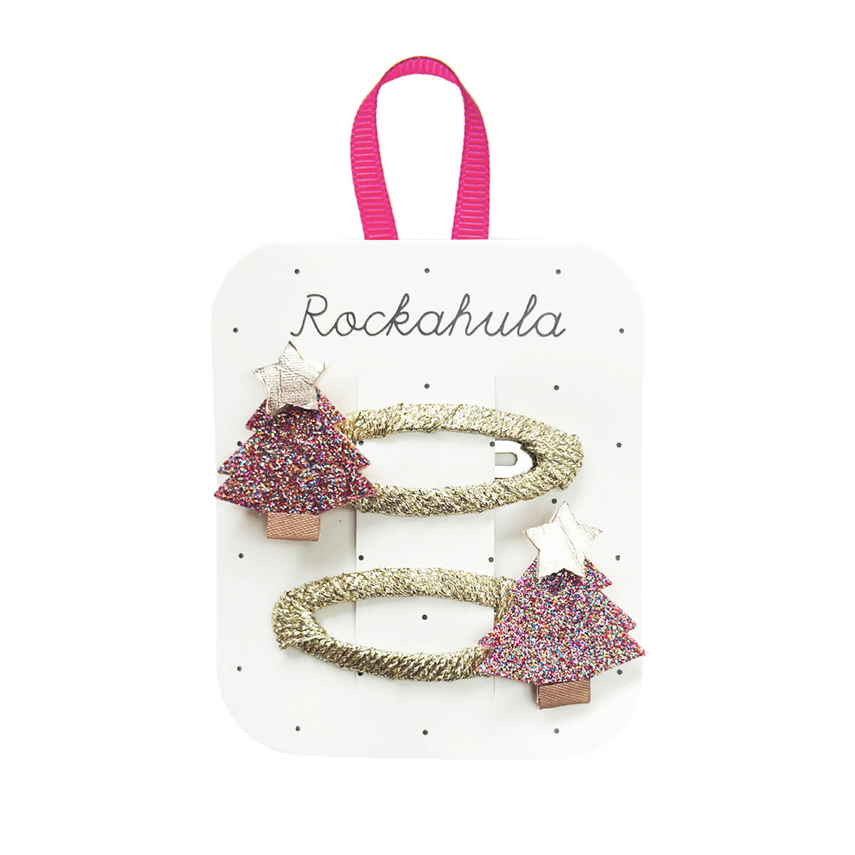 Jolly Glitter Xmas Tree Hair Clip Set by Rockahula