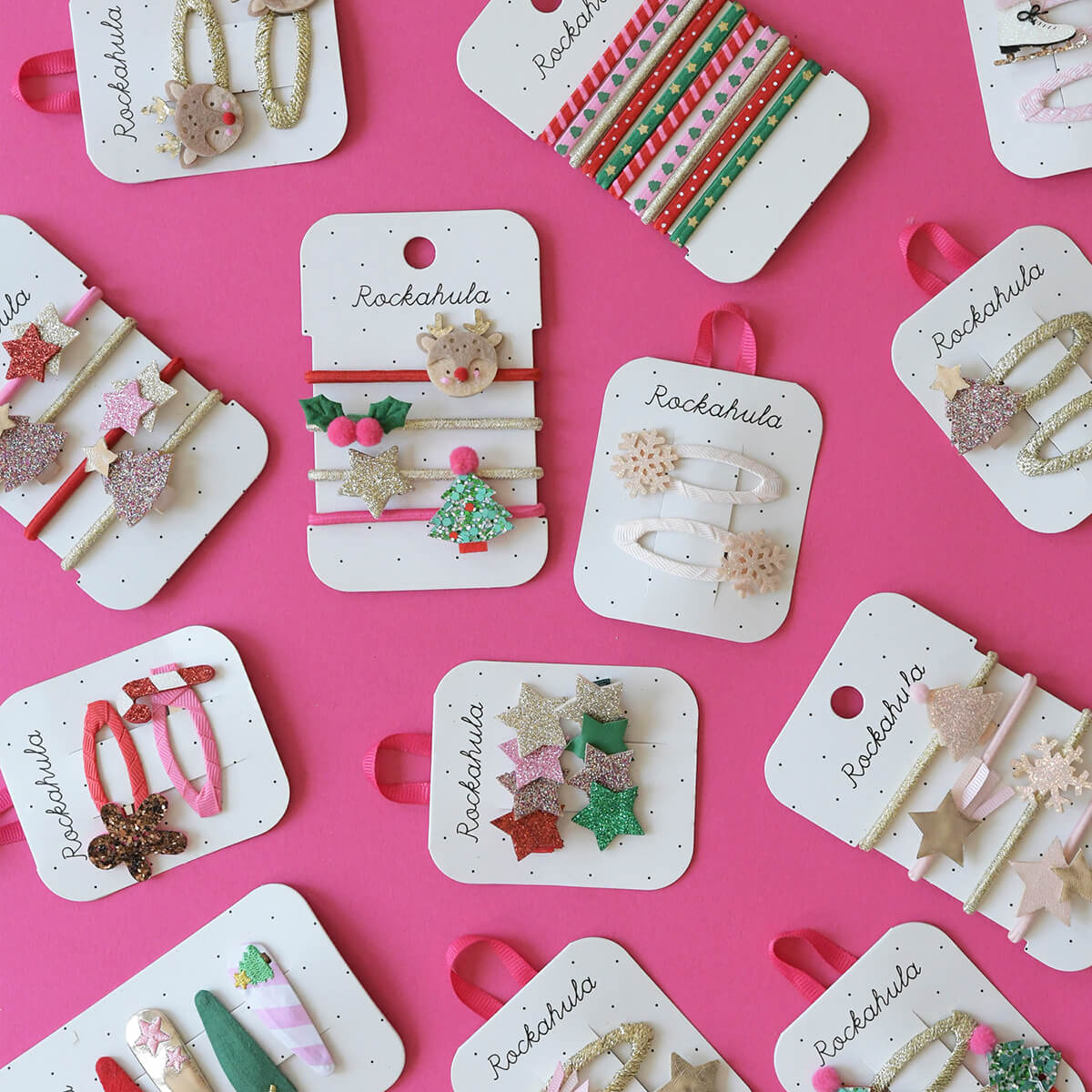 Jolly Xmas Embroidered Hair Clip Set by Rockahula