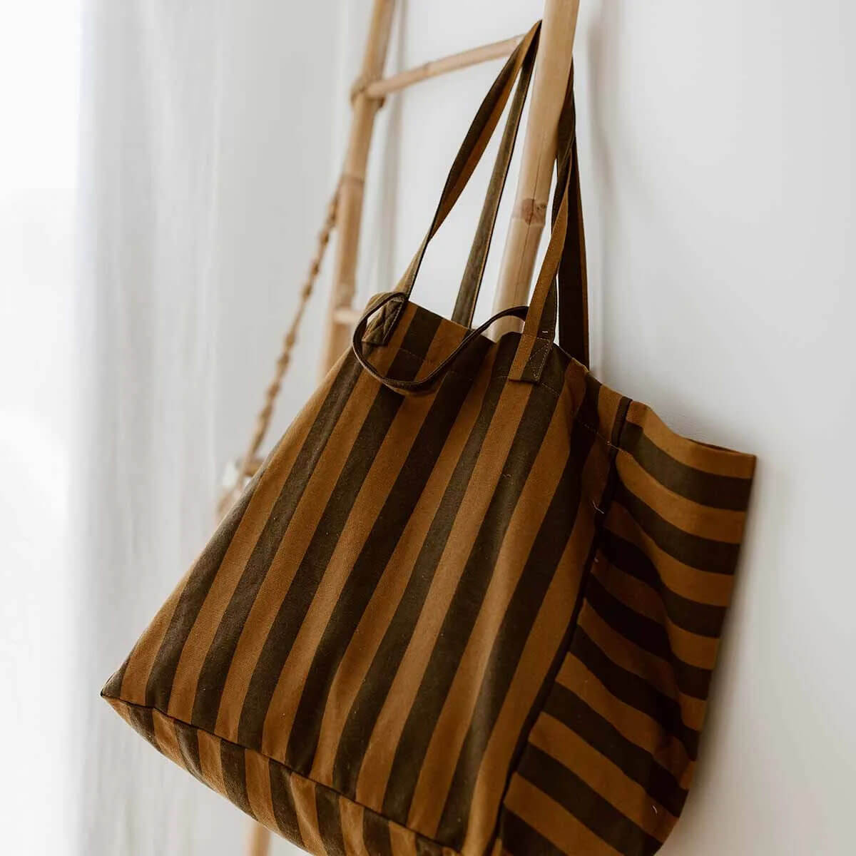Elisa Tote Bag in Cumin / Black Stripes by Rose in April