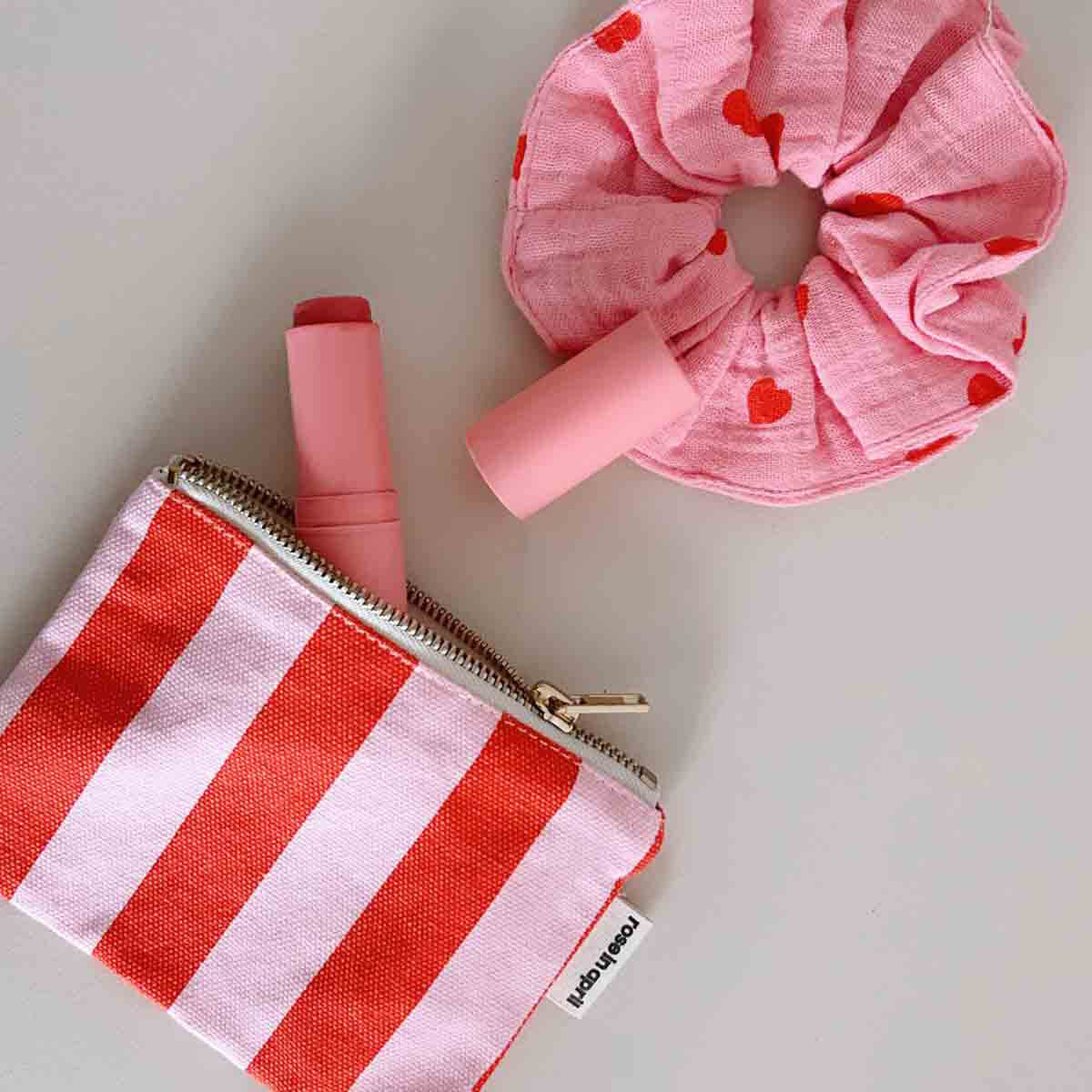 Marie Purse in Tomato / Candy Pink Stripes by Rose in April