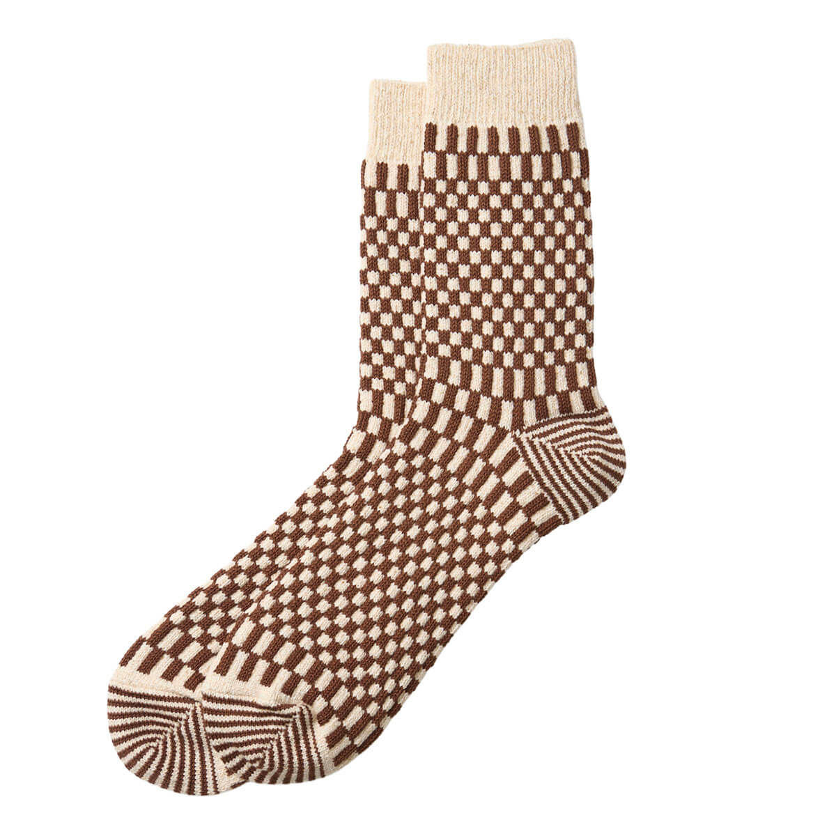 Checkerboard Pattern Crew Adult Socks in Chocolate by RoToTo