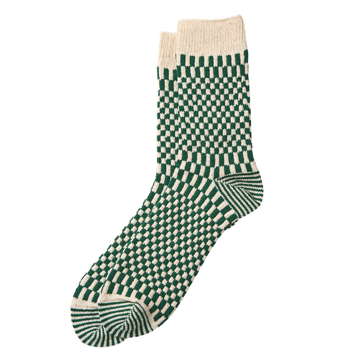 Checkerboard Pattern Crew Adult Socks in Green by RoToTo