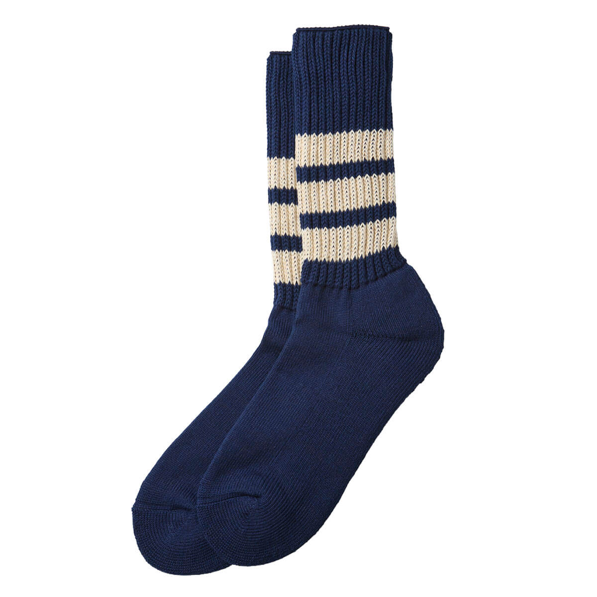 Coarse Ribbed Old School Adult Socks in Dark Navy / Ivory by RoToTo