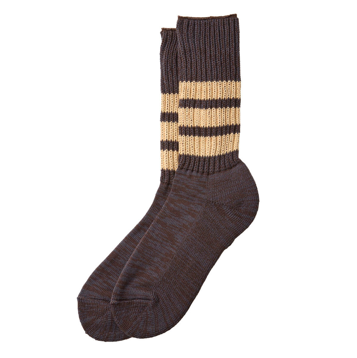Coarse Ribbed Old School Adult Socks in Faded Black / Vintage Orange by RoToTo