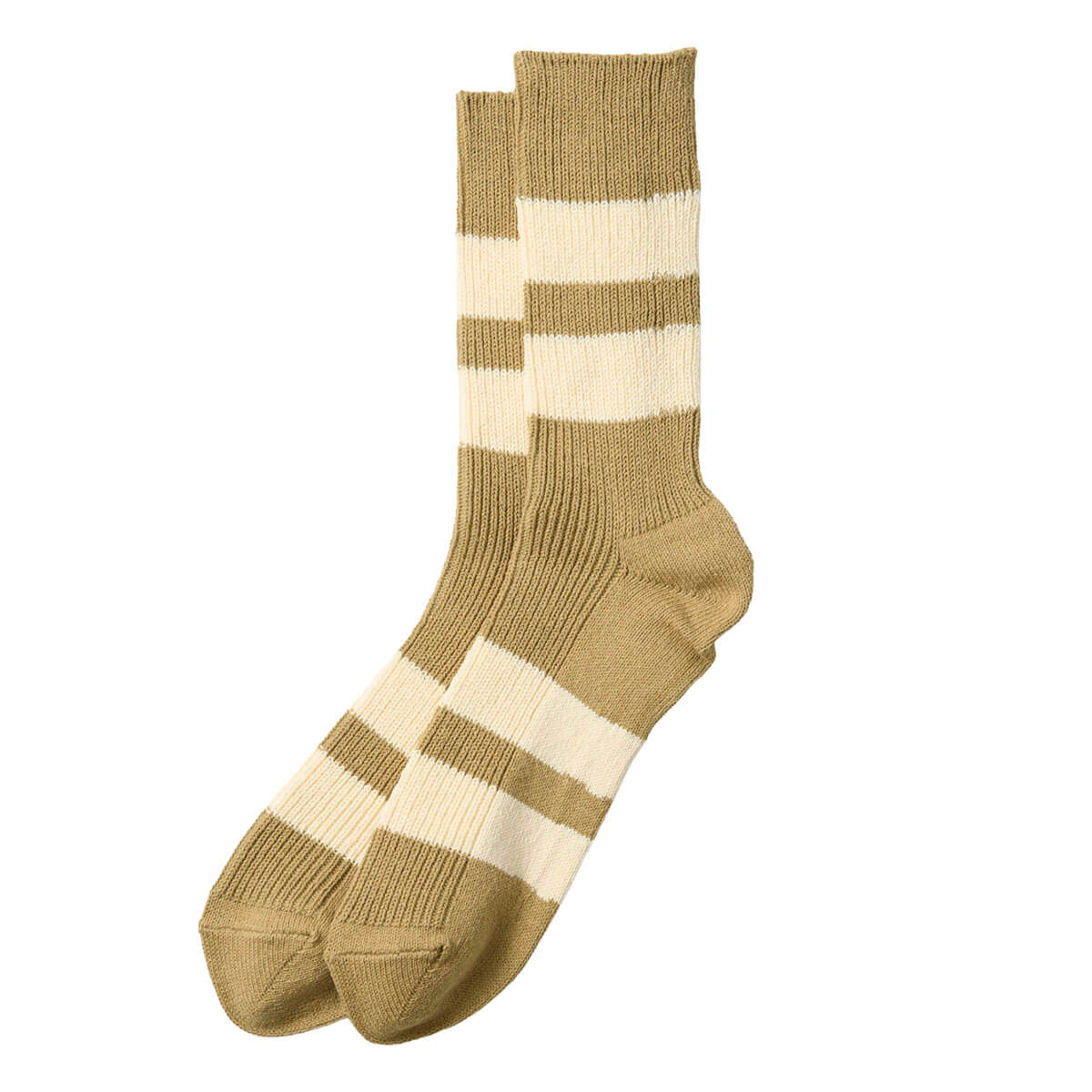 Recycled Cotton Stripe Adult Socks in Khaki / Ivory by RoToTo