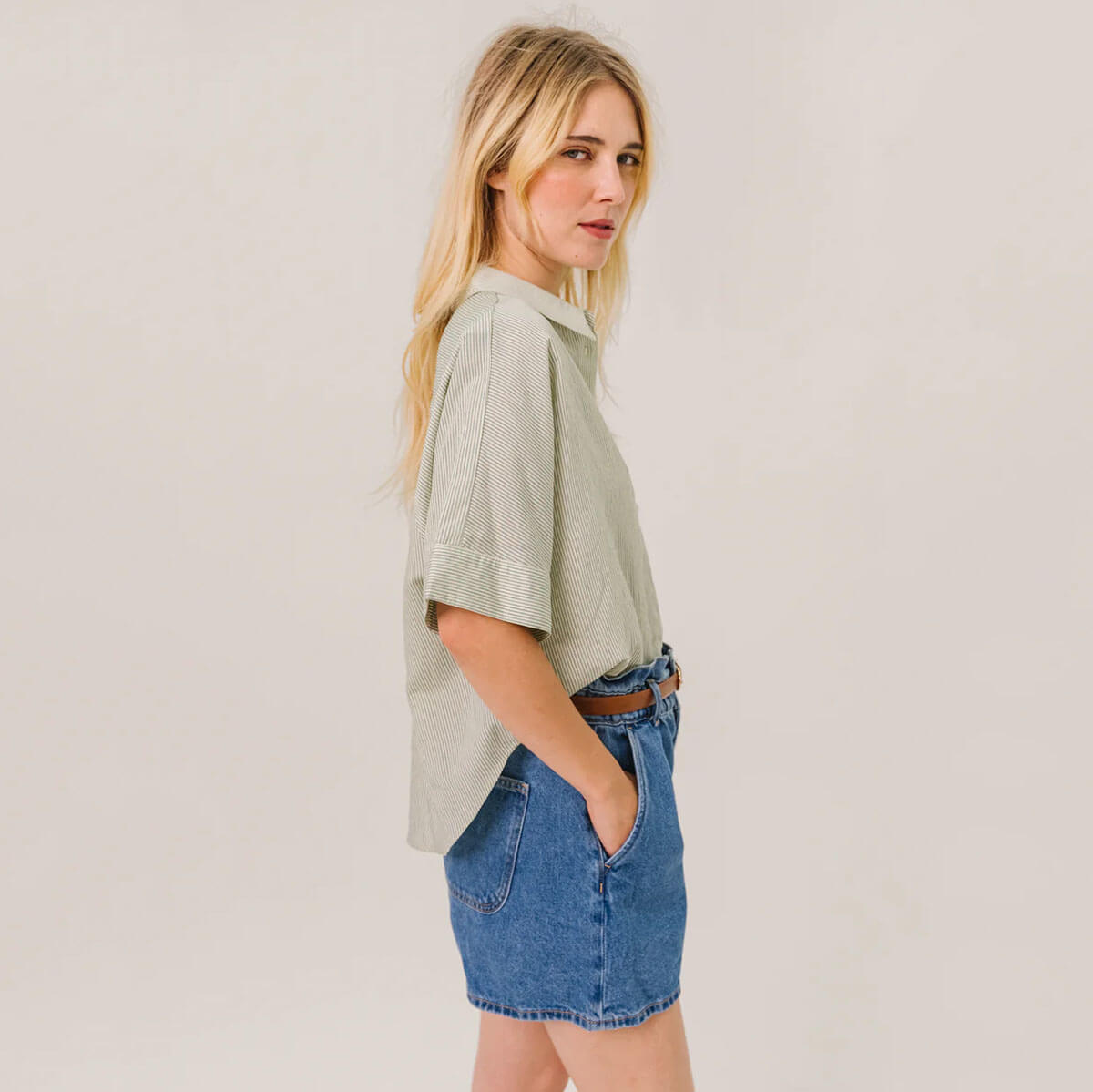 Ines Combava Shirt in Green by Sacrécoeur