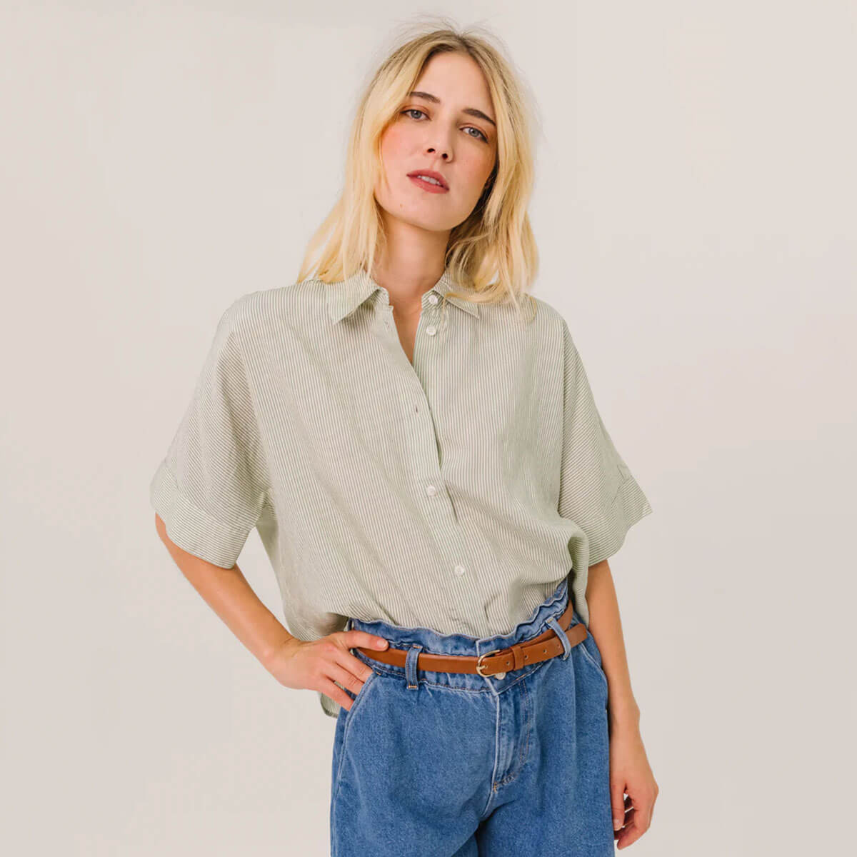 Ines Combava Shirt in Green by Sacrécoeur