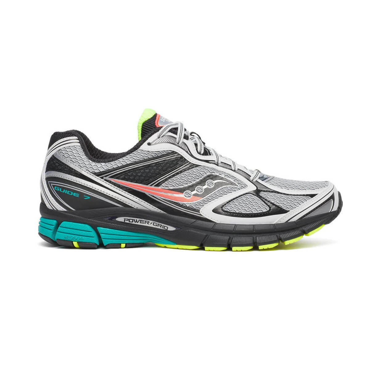 ProGrid Guide 7 Trainer in White / Teal by Saucony