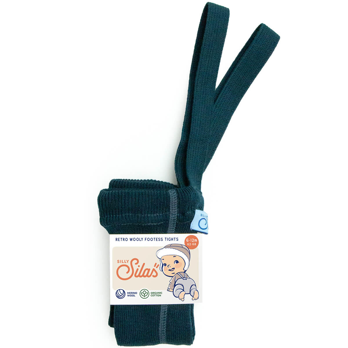 Woolly Footless Tights With Braces in Sapphire Blue by Silly Silas