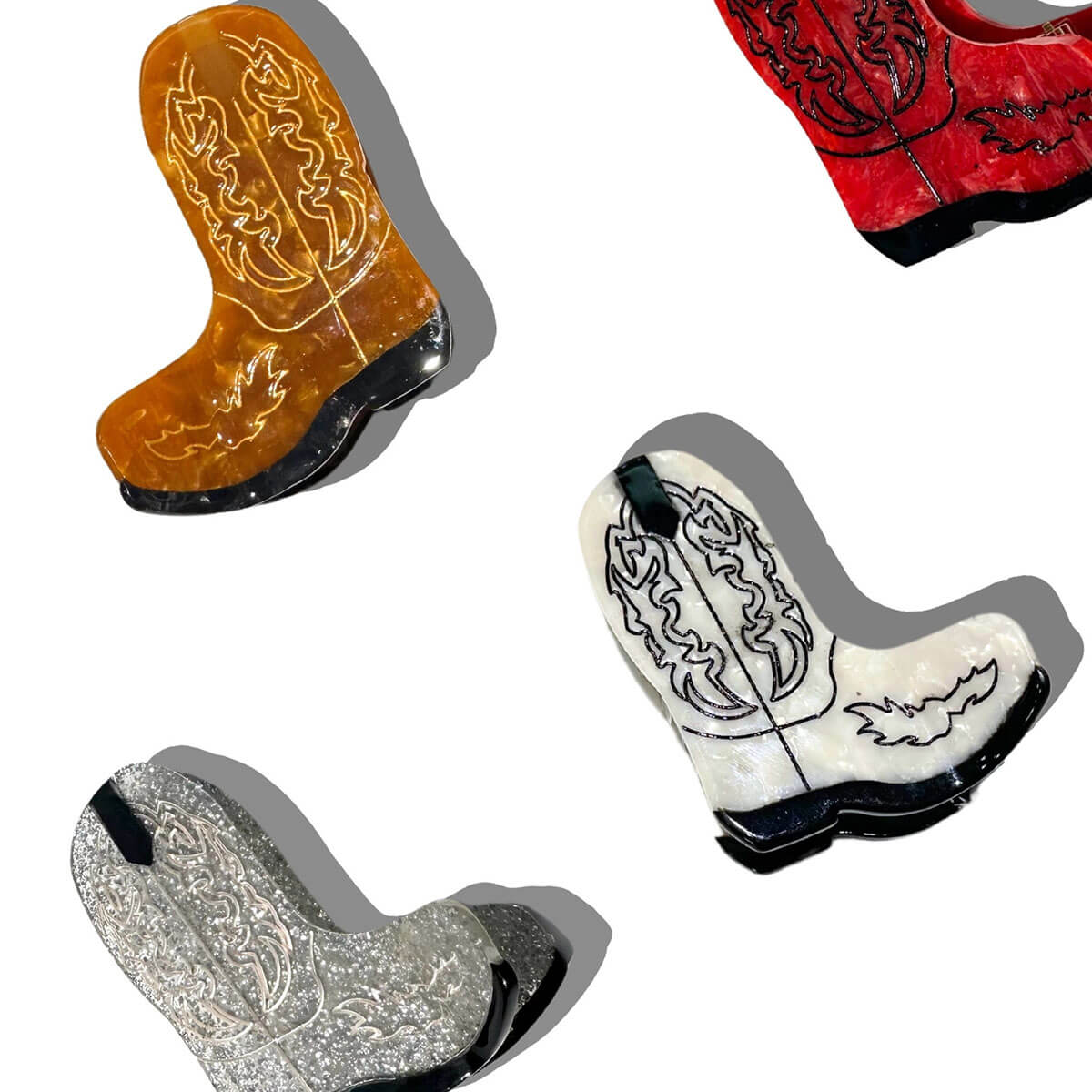 Cowboy Boot Hair Claw in White by Solar Eclipse