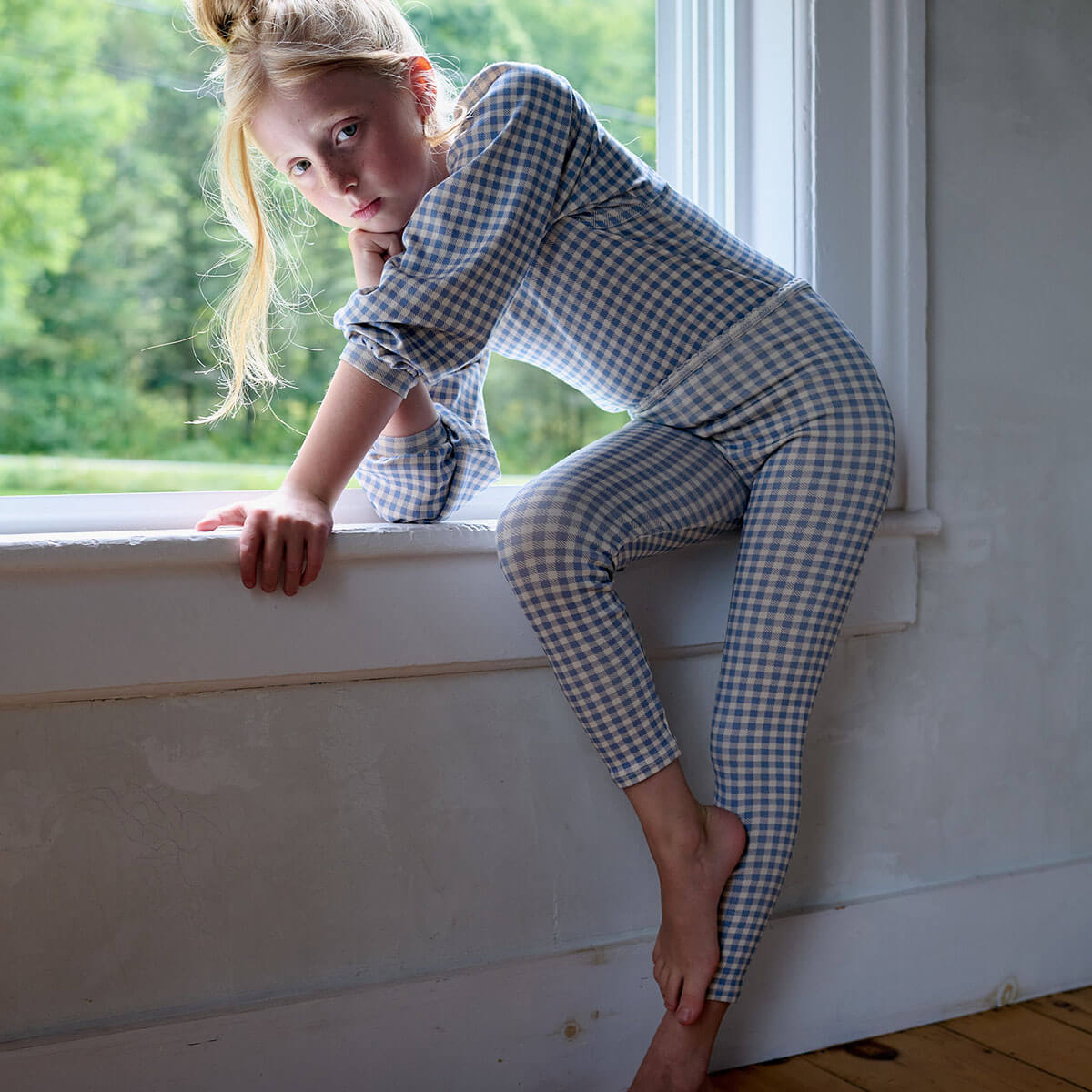 Balloon Tee in Gingham Print / Powder by Soor Ploom