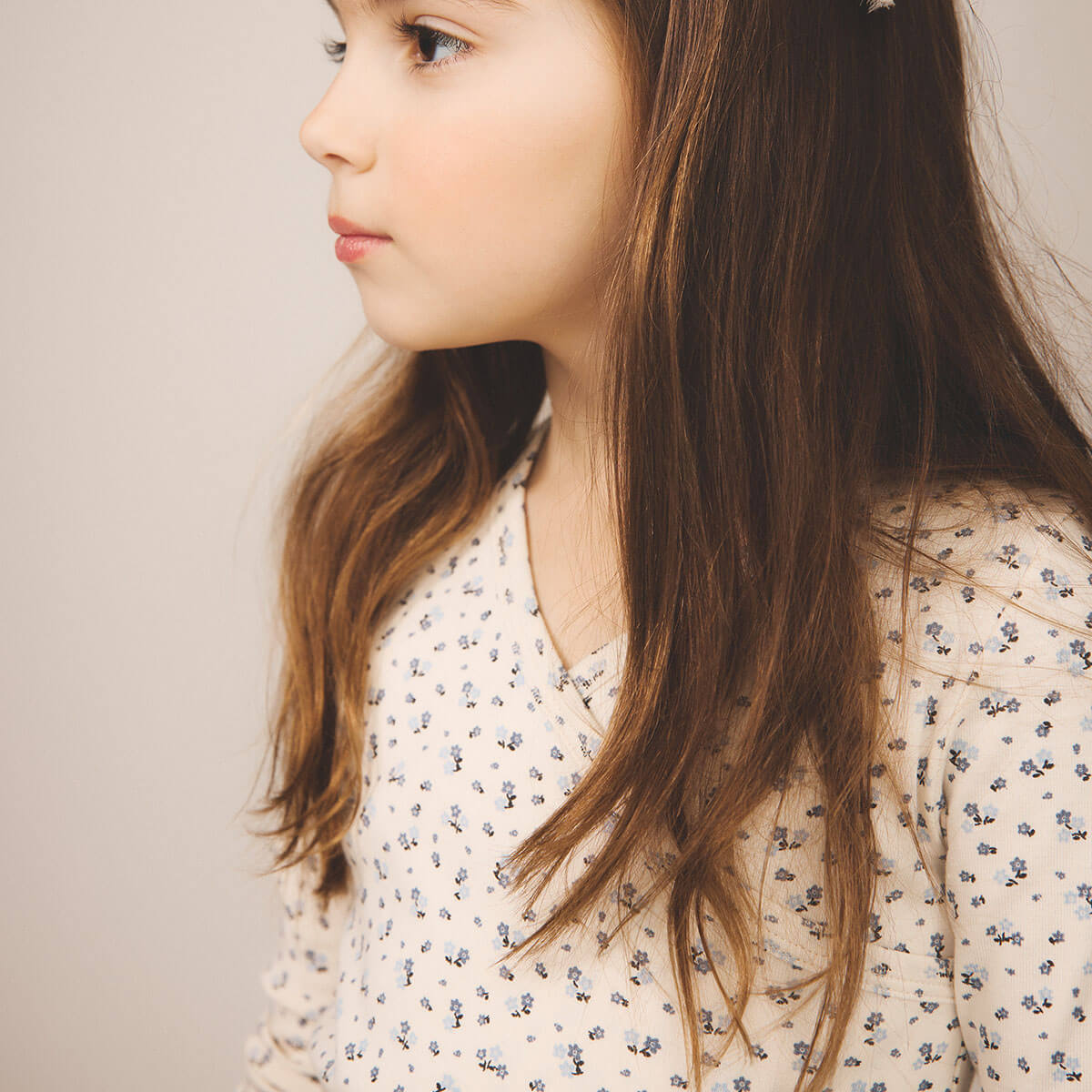 Crossover Tee in Calico Print / Powder by Soor Ploom