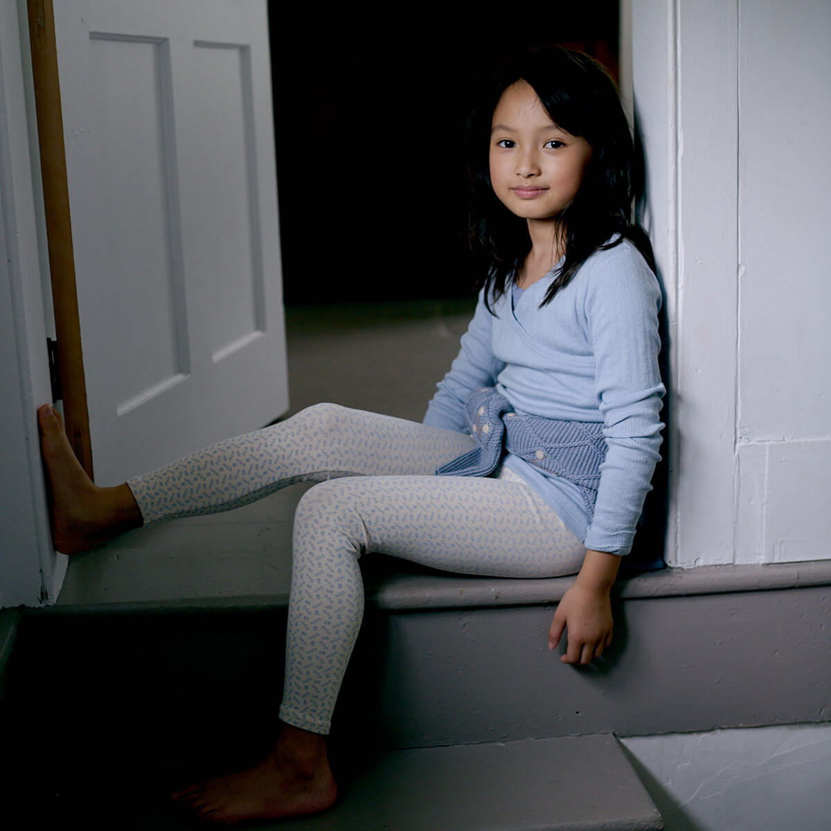 Stretch Legging in Cross Stitch Print / Talc by Soor Ploom
