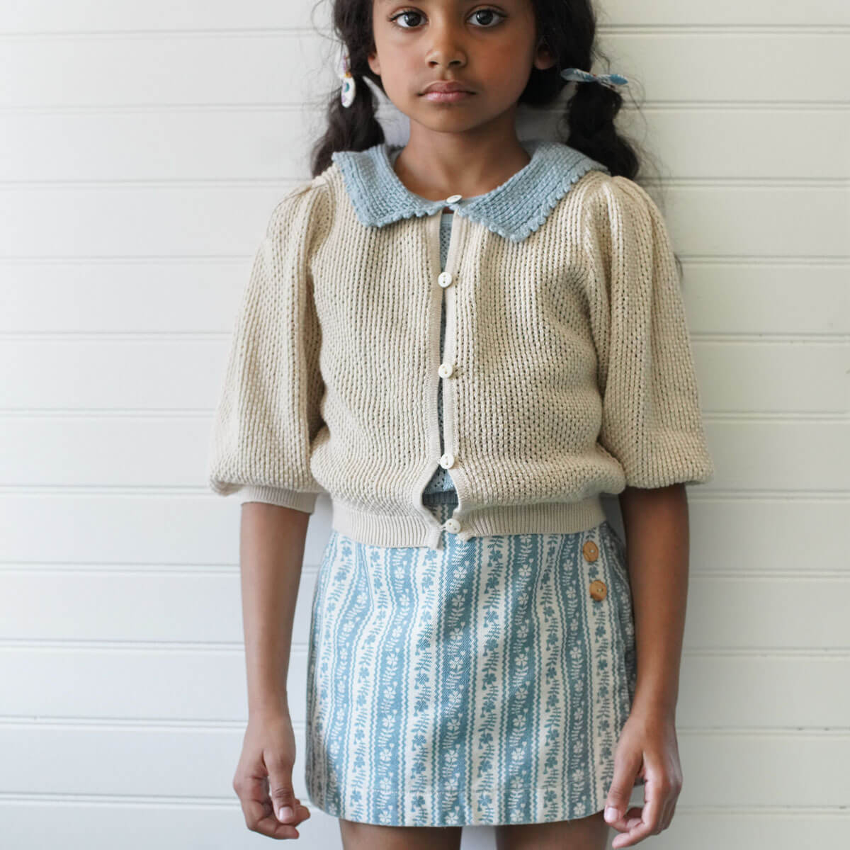 Olive Skort in Lattice Print Azul by Soor Ploom