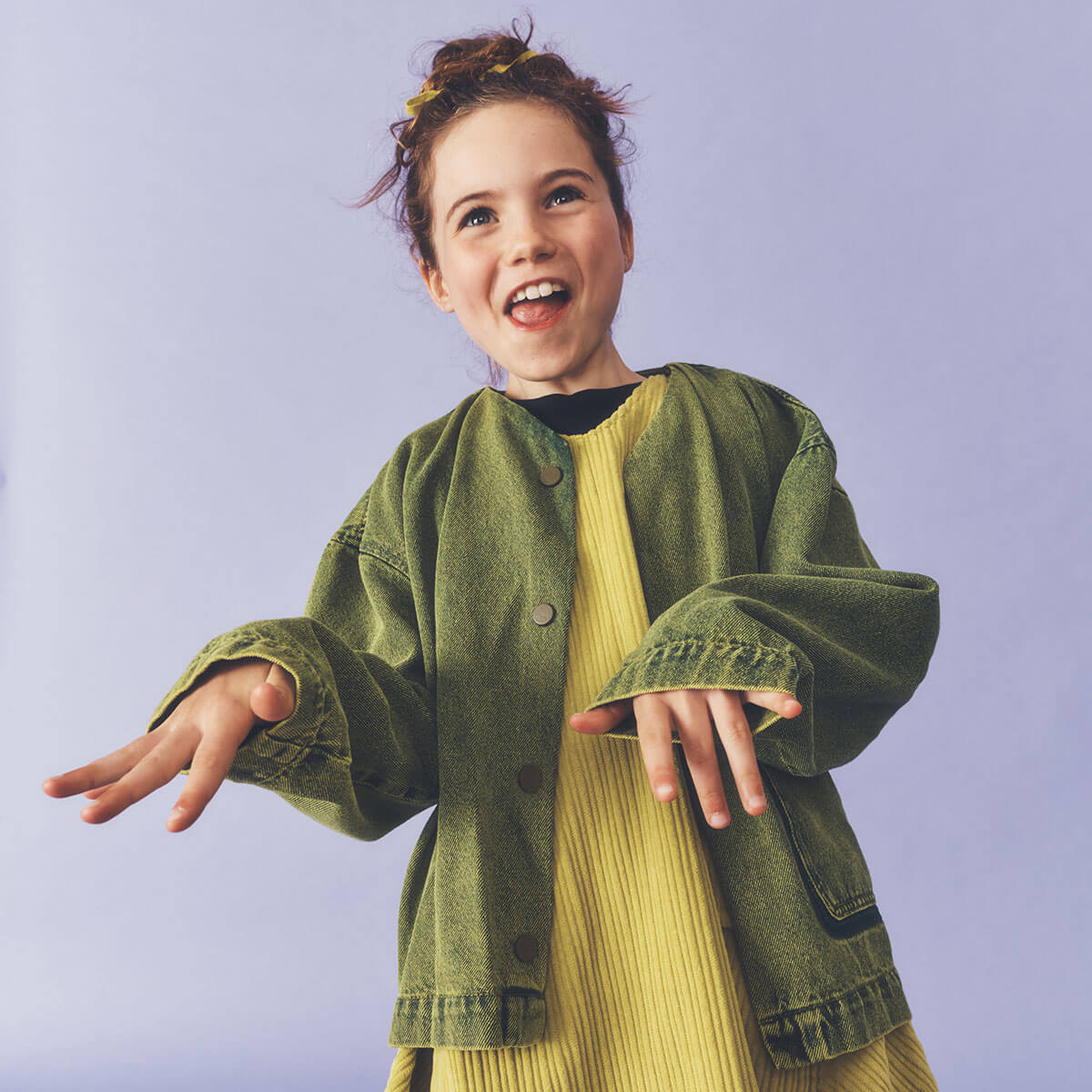 Artemis Overdye Denim Jacket in Acid Green by Studio Koter