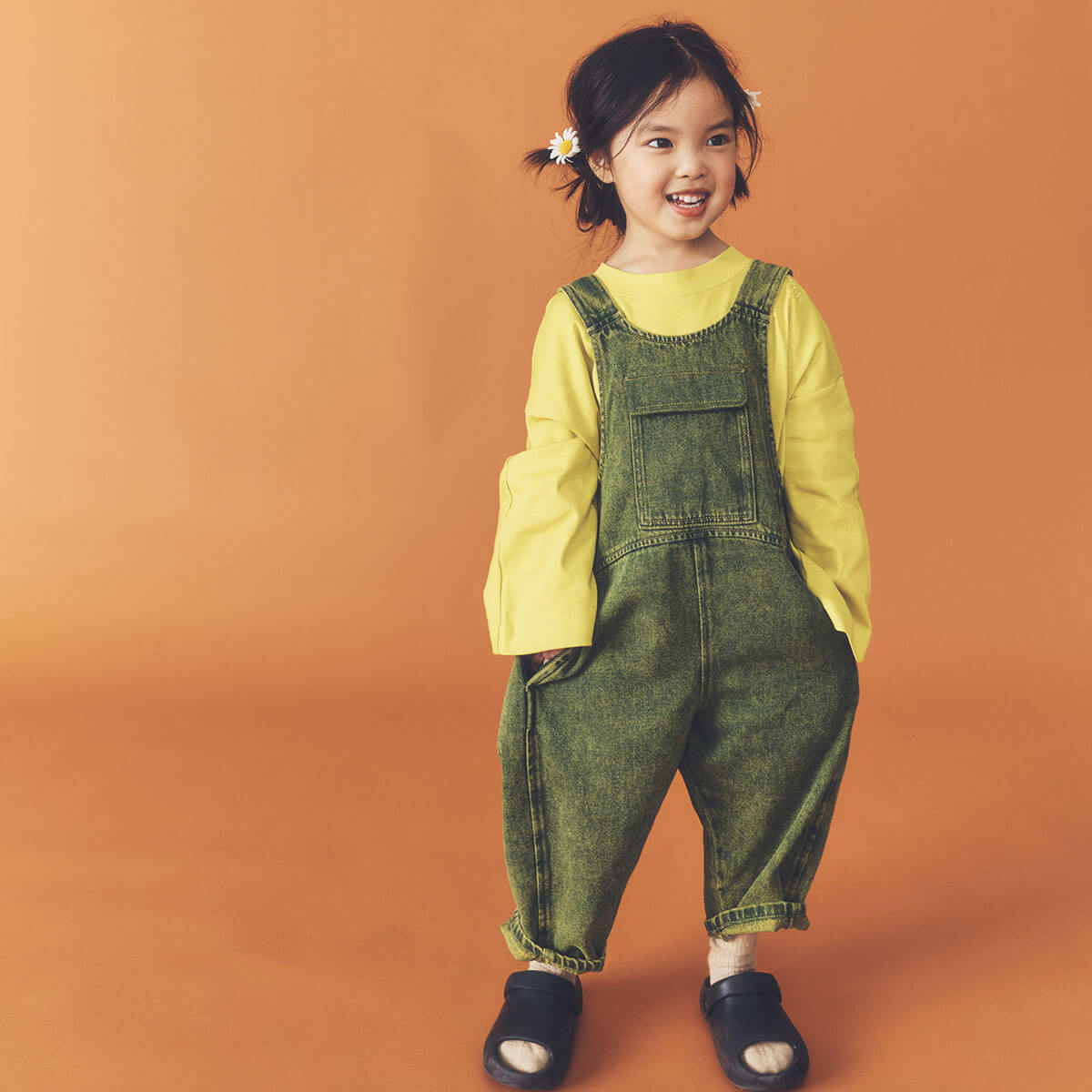 Kai Overdye Denim Dungarees in Acid Green by Studio Koter