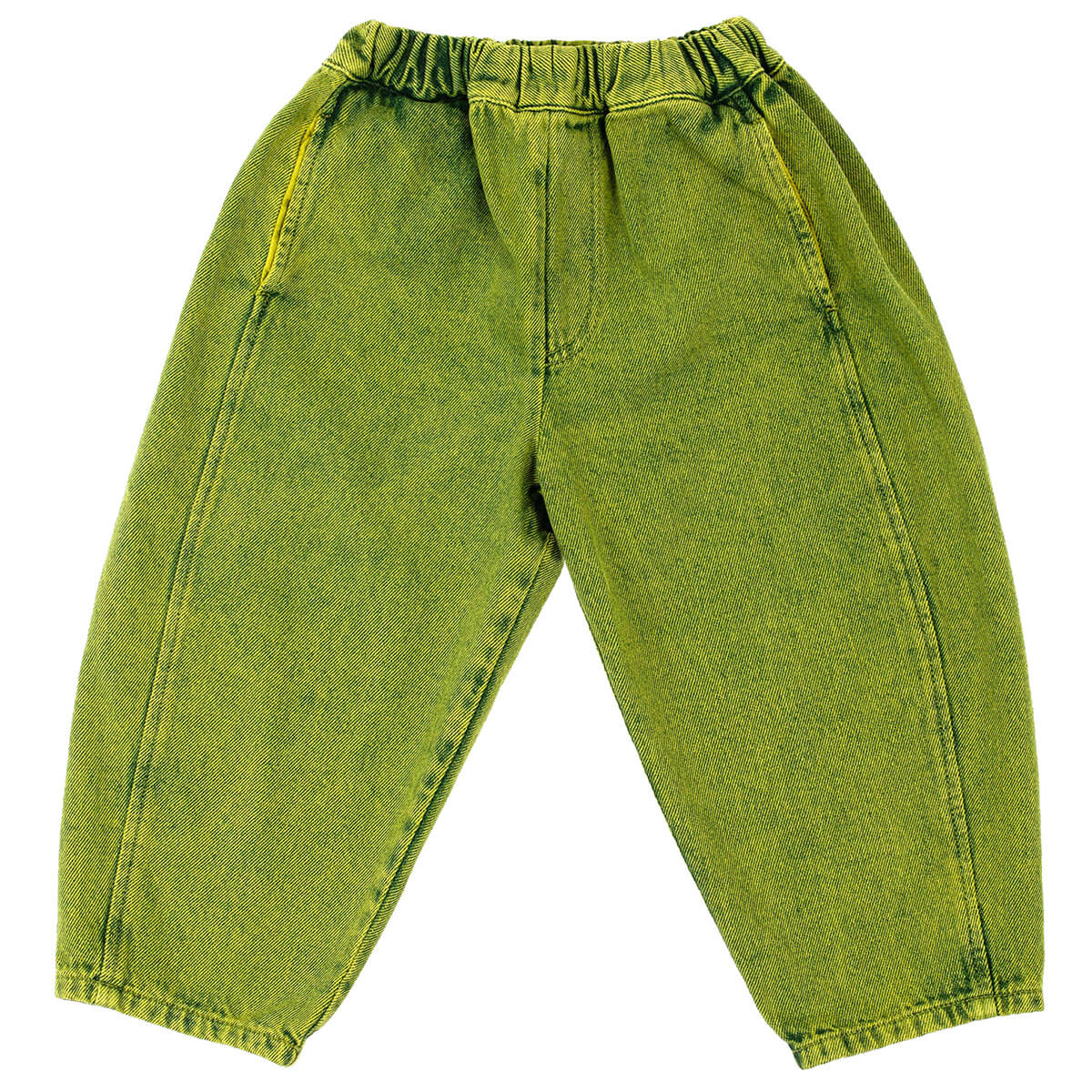 Manu Overdye Denim Trousers in Acid Green by Studio Koter