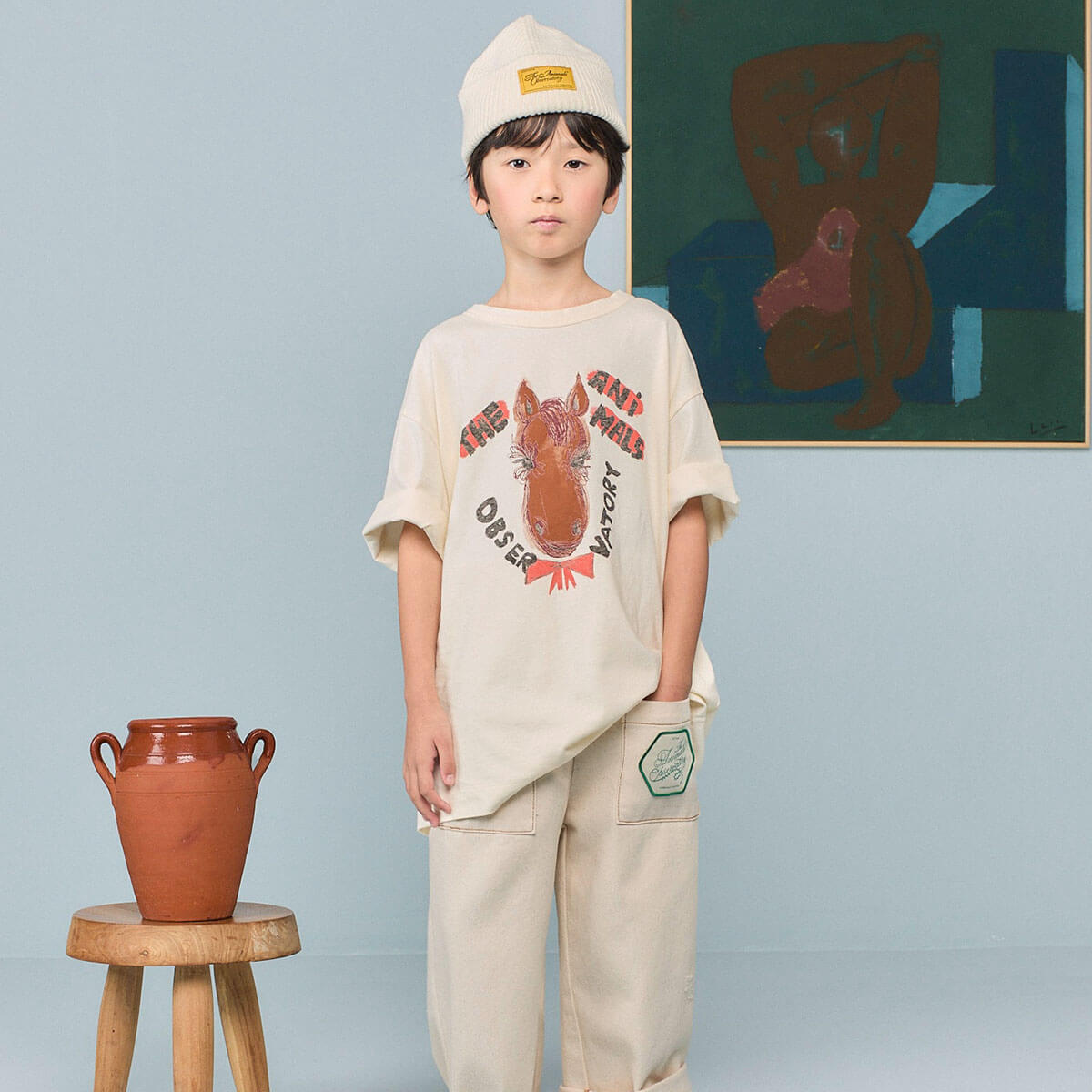 Collie Kid T-Shirt in Raw White by The Animals Observatory