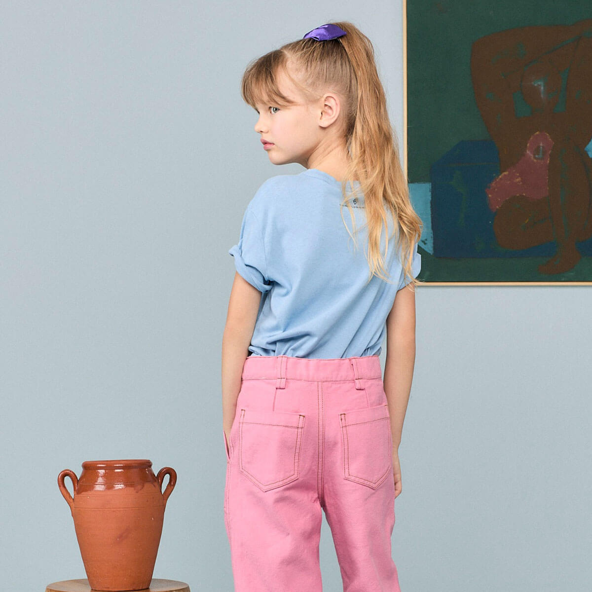 Rooster Kid T-Shirt in Dusty Blue by The Animals Observatory